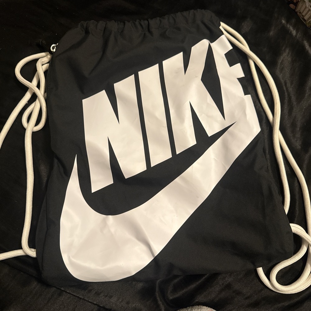 Nike Black and White Drawstring Backpack